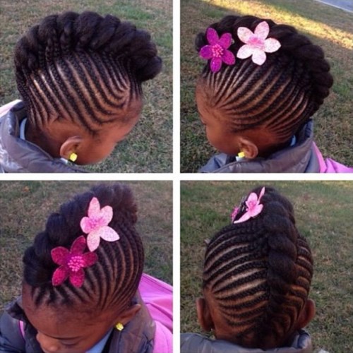 Toddler Mohawk Braided Hairstyles With Beads For Black Kids